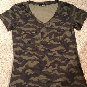 Camo v-neck T-shirt.